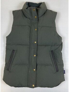 Patagonia Women XS Bivy Down Vest Puffer Jacket Dark Ash Green Duck DownInsulate